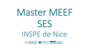 Présentation du Master MEEF parcours SES (INSPE de Nice) - témoignage d'une ancienne étudiante