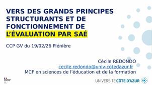 Les grands principes structurants de l'évaluation par SAÉ - Cécile Redondo
